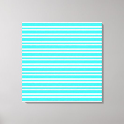 Blauw Witte Strepen Patroon Canvas Afdruk (Voorkant)