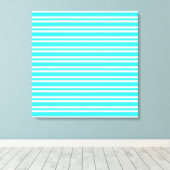 Blauw Witte Strepen Patroon Canvas Afdruk (Insitu (Houten vloer))