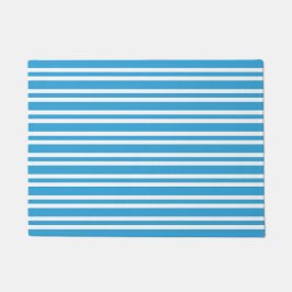 Blauw Witte Strepen Patroon Deurmat
