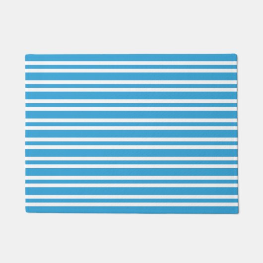 Blauw Witte Strepen Patroon Deurmat (Voorkant)