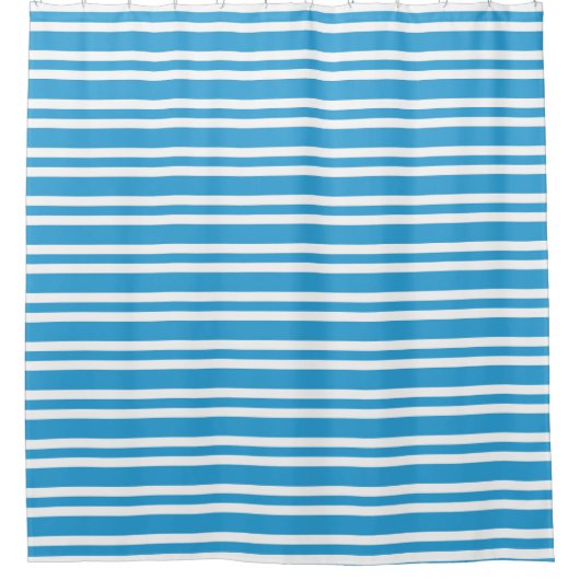 Blauw Witte Strepen Patroon Douchegordijn (Voorkant)