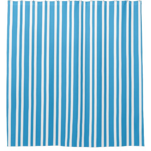 Blauw Witte Strepen Patroon Douchegordijn (Voorkant)