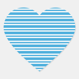 Blauw Witte Strepen Patroon Hart Sticker