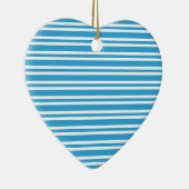 Blauw Witte Strepen Patroon Keramisch Ornament (Rechts)