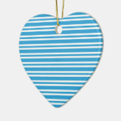 Blauw Witte Strepen Patroon Keramisch Ornament (Links)