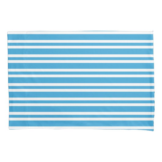 Blauw Witte Strepen Patroon Kussensloop (Voorkant-Links)