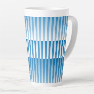 Blauw Witte Strepen Patroon Latte Mok