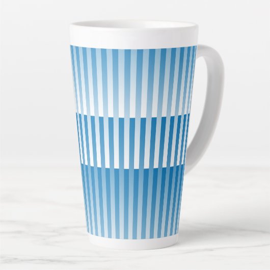 Blauw Witte Strepen Patroon Latte Mok (Rechterhoek)