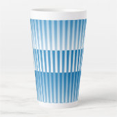 Blauw Witte Strepen Patroon Latte Mok (Voorkant)