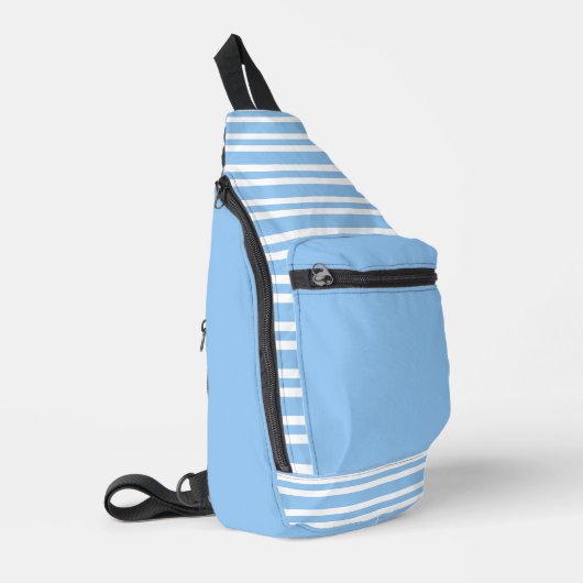 Blauw Witte Strepen Patroon Sling Bag (Linkerhoek)