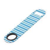 Blauw Witte Strepen Patroon Speed Flessenopener (Achterkant Gekanteld)