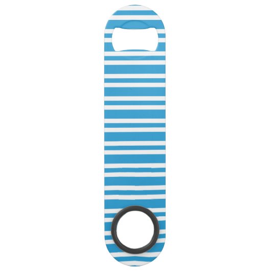 Blauw Witte Strepen Patroon Speed Flessenopener (Voorkant)