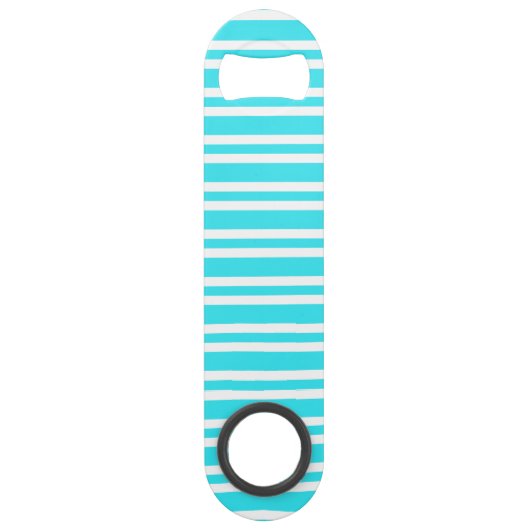 Blauw Witte Strepen Patroon Speed Flessenopener (Voorkant)