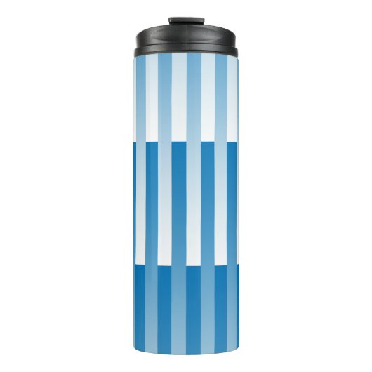 Blauw Witte Strepen Patroon Thermosbeker (Voorkant)