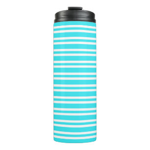Blauw Witte Strepen Patroon Thermosbeker