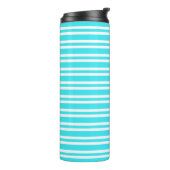 Blauw Witte Strepen Patroon Thermosbeker (Gedraaid links)