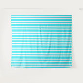 Blauw Witte Strepen Patroon Wandkleed (Voorkant (horizontaal))