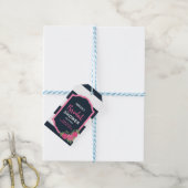 Blauw Witte Strepen Roze Rozen Bruidsfeest Cadeaulabel (Met Touw)