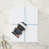 Blauw & Witte Strepen, Roze Rozen Sweet 16 Cadeaulabel (Met Touw)