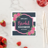 Blauw witte strepen Roze Vrijgezellenfeest Servet (Insitu)