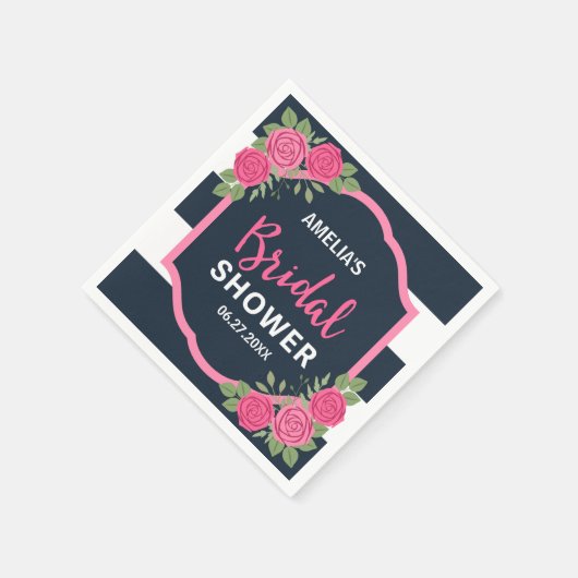 Blauw witte strepen Roze Vrijgezellenfeest Servet (Hoek)