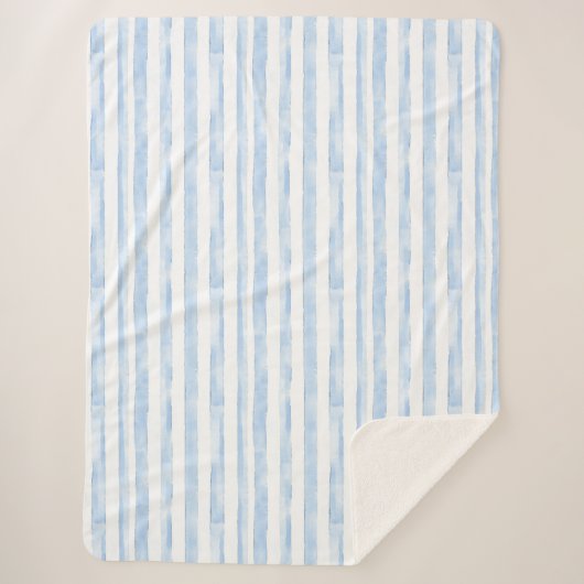 Blauw Witte Strepen   Sherpa Deken (Voorkant)