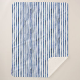 Blauw Witte Strepen Sherpa Deken