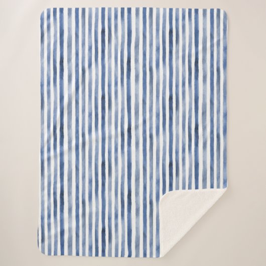 Blauw Witte Strepen Sherpa Deken (Voorkant)