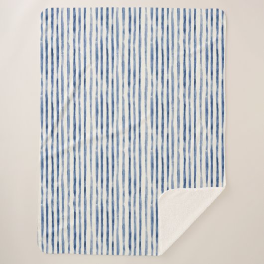 Blauw Witte Strepen Sherpa Deken (Voorkant)