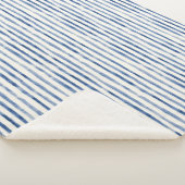 Blauw Witte Strepen Sherpa Deken (3/4)