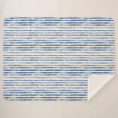 Blauw Witte Strepen Sherpa Deken (Voorkant (horizontaal))