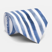 Blauw Witte Strepen Stropdas (Opgerold)