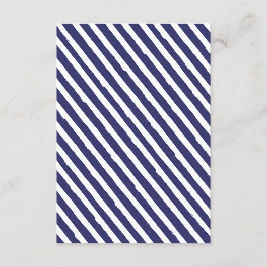 Blauw Witte Strepen Trouwdetails Informatiekaartje (Achterkant)