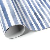 Blauw Witte Strepen Verjaardag Cadeaupapier (Rol Hoek)
