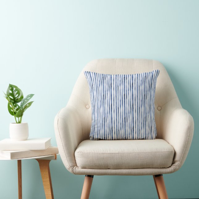 Blauw Witte Strepen Verjaardag  Kussen (Stoel)