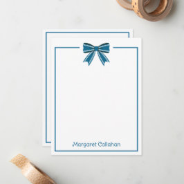Blauw-witte strik gepersonaliseerd met preppy uits notitiekaartje