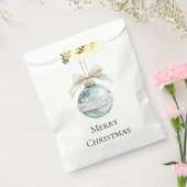 Blauw Witte Strik Kerst Ornament Bedankzakje (Gezegeld)