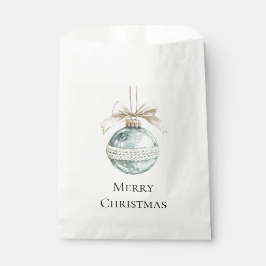 Blauw Witte Strik Kerst Ornament Bedankzakje (Voorkant)
