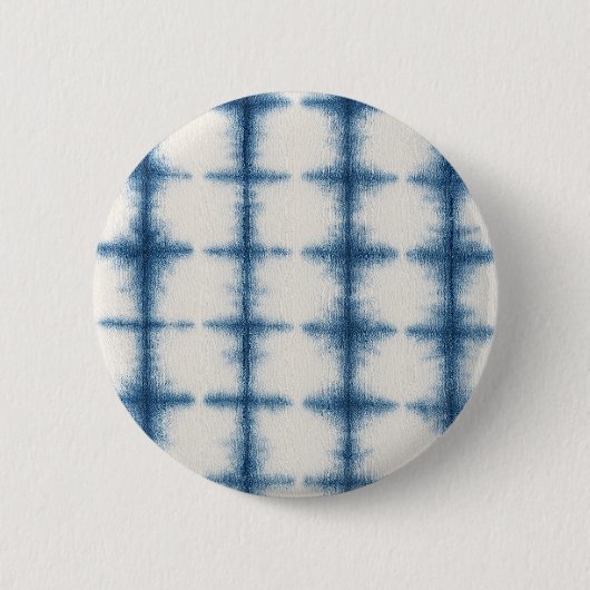 Blauw-witte stropdas kleurstof ronde button 5,7 cm (Voorkant)