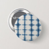 Blauw-witte stropdas kleurstof ronde button 5,7 cm (Voorkant /achterkant)
