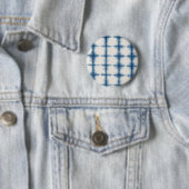 Blauw-witte stropdas kleurstof ronde button 5,7 cm (In situ)