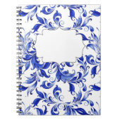 Blauw-witte Swirl Elegant   Notitieboek (Voorkant)