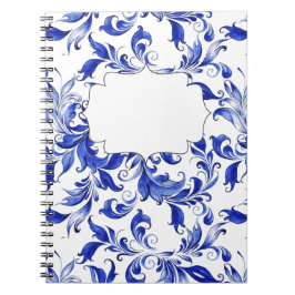 Blauw-witte Swirl Elegant   Notitieboek