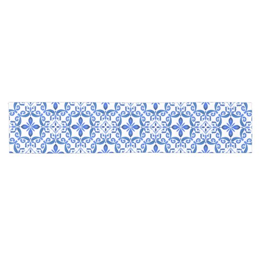 Blauw-witte Talavera Azulejo tegels Korte Tafelloper (Horizontaal)