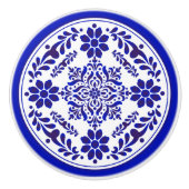 Blauw-witte Talavera Drie Keramische Knop (Voorkant)