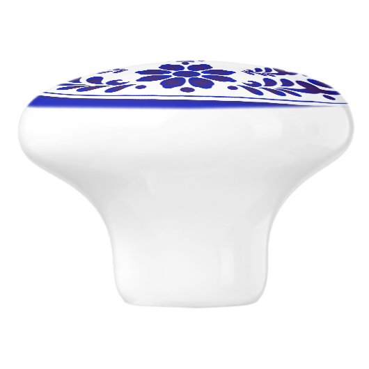 Blauw-witte Talavera Drie Keramische Knop (Zijkant)
