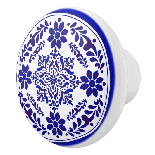 Blauw-witte Talavera Drie Keramische Knop (Rechts)