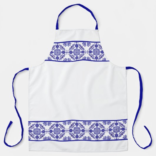Blauw-witte Talavera Drie Schort (Voorkant)