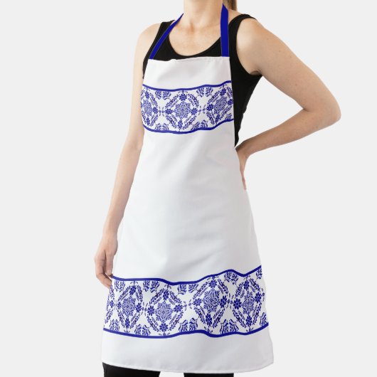 Blauw-witte Talavera Drie Schort (Insitu)