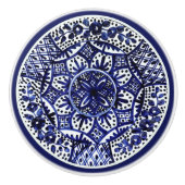 Blauw-witte Talavera Seis Keramische Knop (Voorkant)